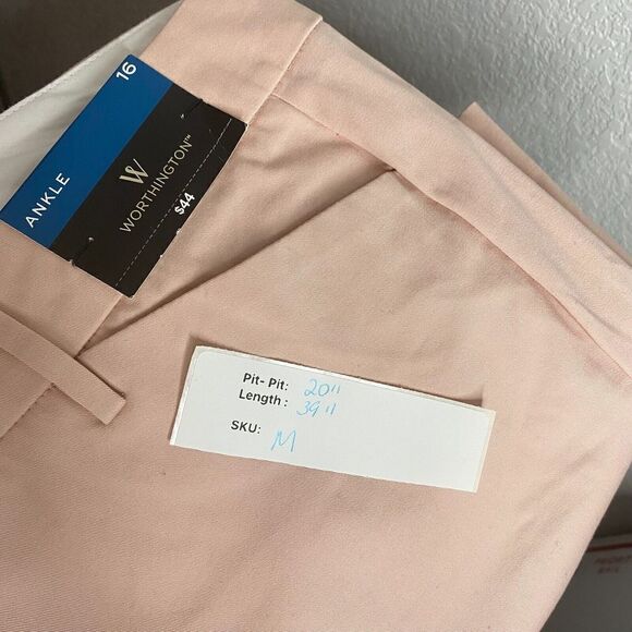 NWT Worthington Women's Slim-Leg Stretch Ankle Pleated Dress Pants Rose Smoke 16 - Picture 11 of 11
